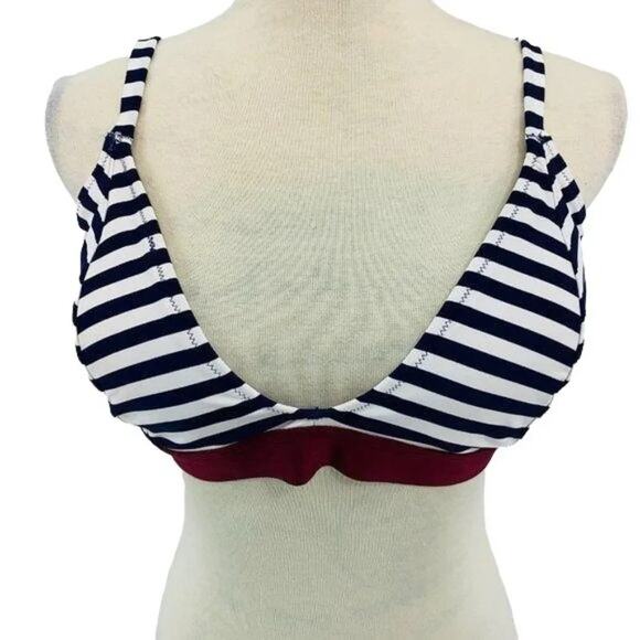 Old Navy Bralette Swim Bikini Navy Burgundy Stripe Womens XXL - Picture 2 of 12